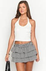 Betsy Black Gingham Ruffle Mini Skirt