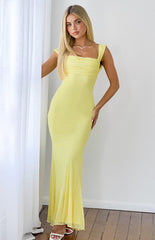 Beverley Yellow Mesh Maxi Dress
