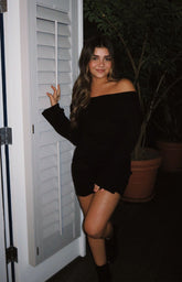 Halia Black Long Sleeve Mini Dress