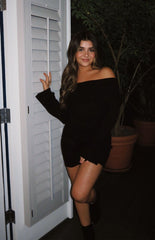 Halia Black Long Sleeve Mini Dress