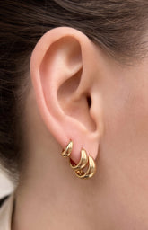 Isolde Gold Three Piece Huggie Earring Set