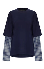 Lioness Bottega Navy Layered Contrast Sleeve Shirt