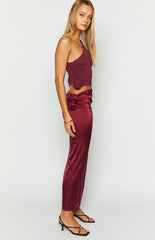 Lioness Soul Mate Burgundy Maxi Skirt