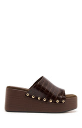 Therapy Imani Chocolate PU Croc Wedge