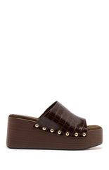 Therapy Imani Chocolate PU Croc Wedge