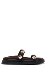Therapy Persona Chocolate Suede Platform Silver Stud Sandals