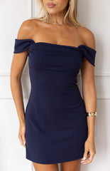 Zoella Navy Off The Shoulder Crepe Mini Dress