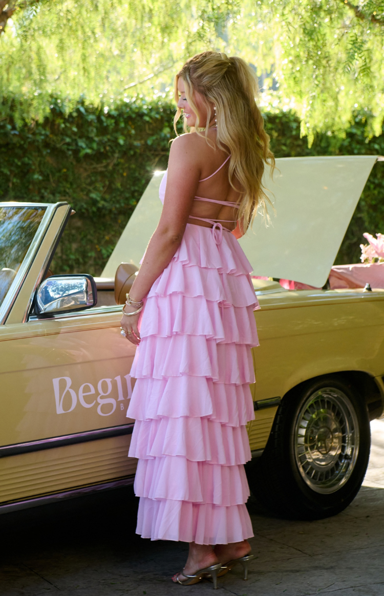 Georgie Pink Ruffle Maxi Dress