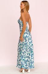 Ashley Blue Floral Formal Maxi Dress