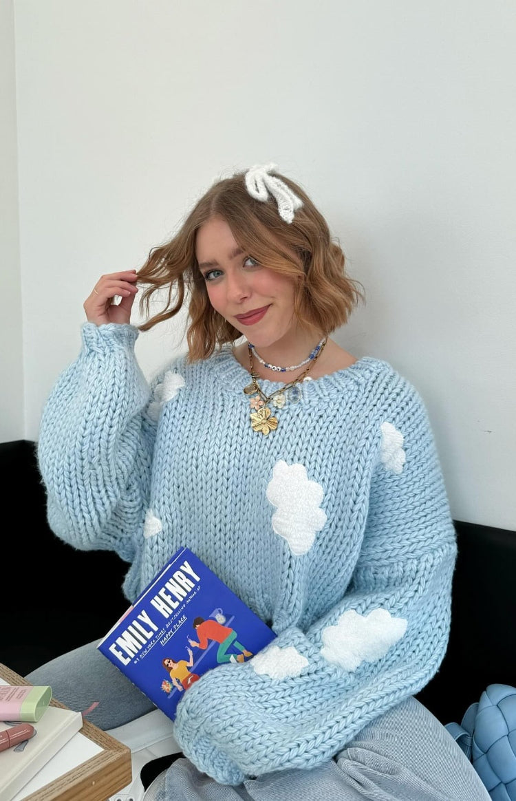 Cloudy Cloud Blue Knit Sweater