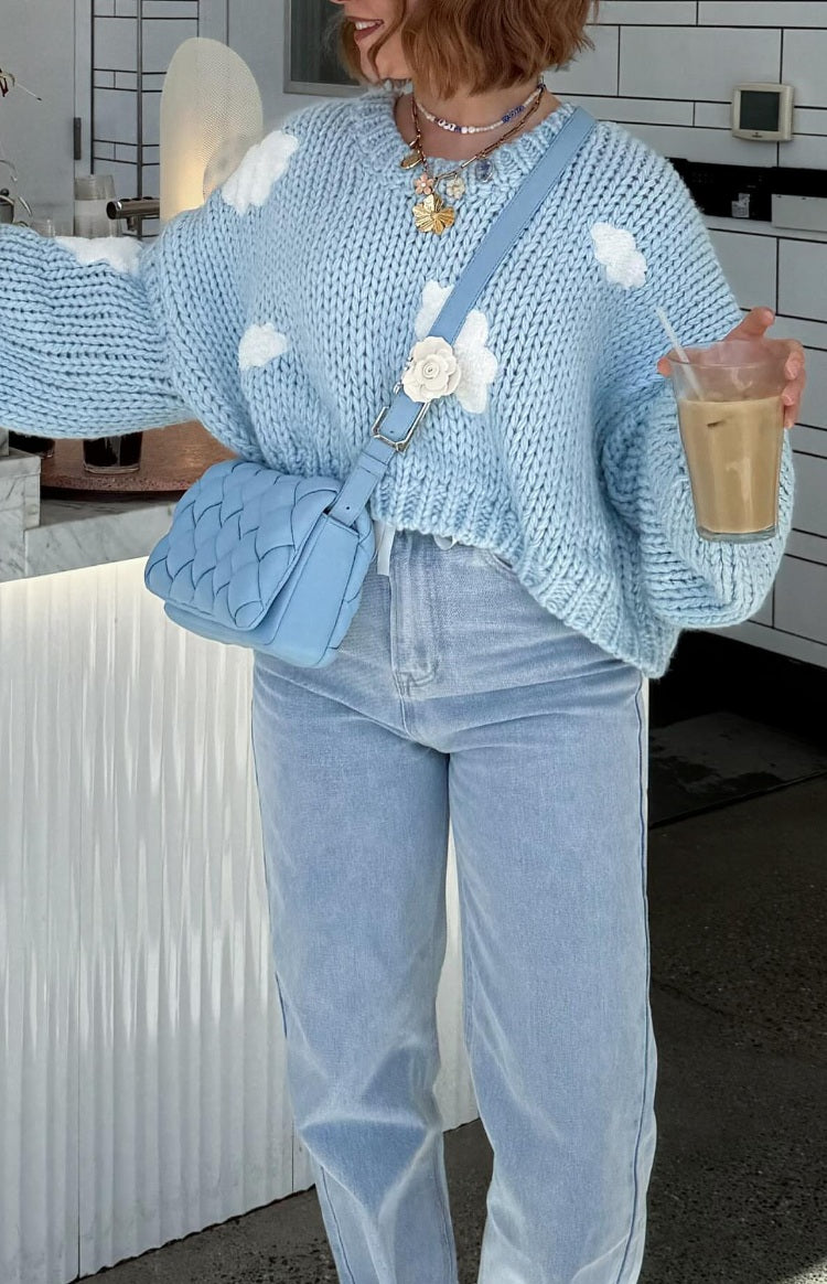 Cloudy Cloud Blue Knit Sweater