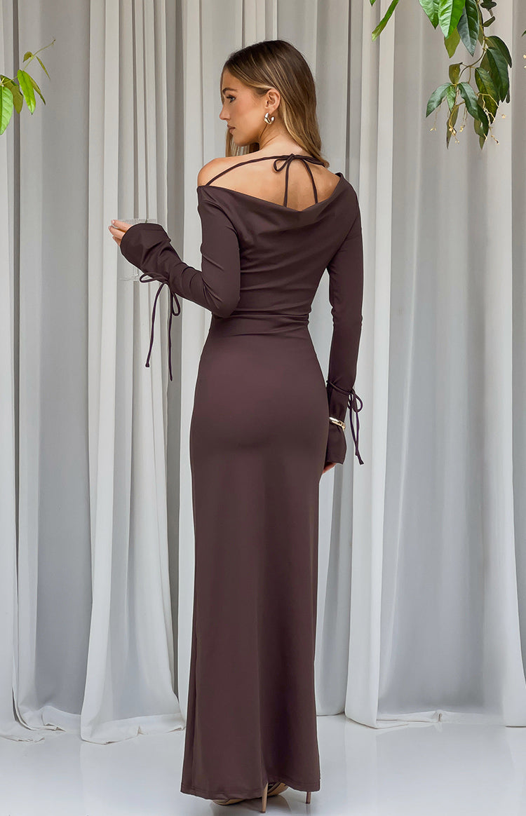 Elisha Chocolate Jersey Maxi Dress