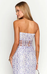 Faint Purple Lace Strapless Top
