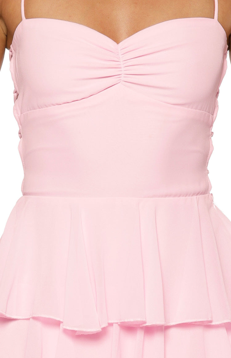 Georgie Pink Ruffle Maxi Dress