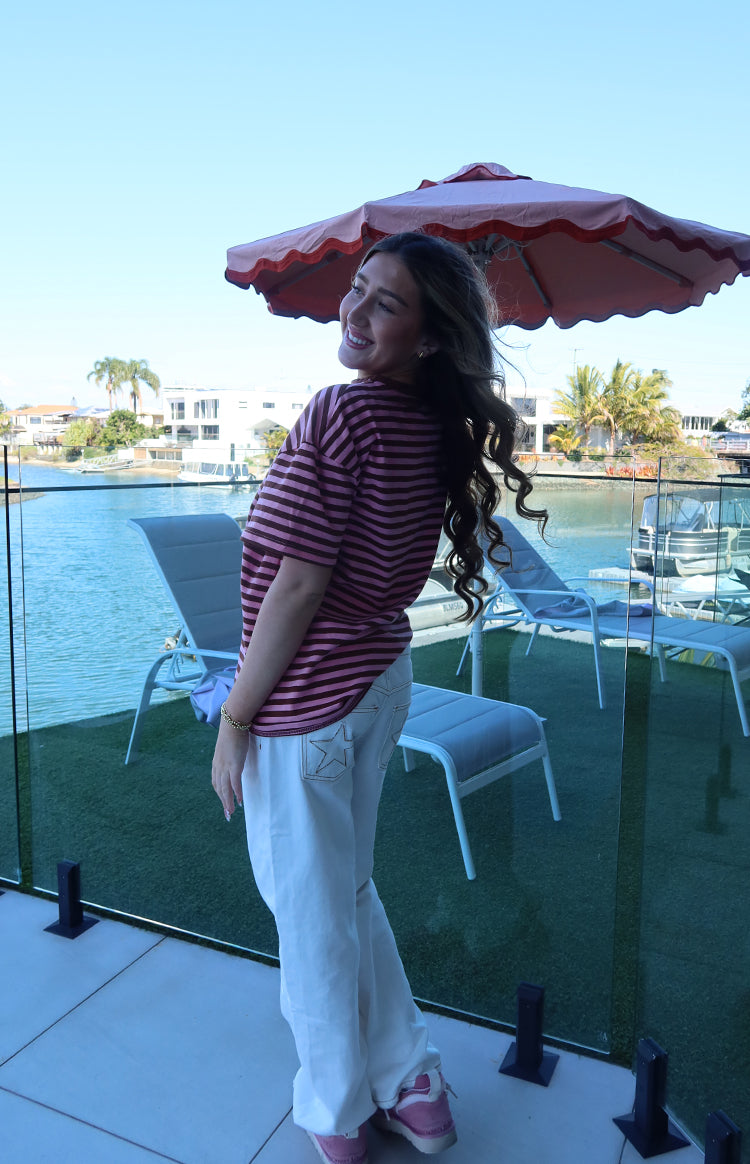 Alba Pink Stripe Oversized Tee