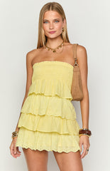 Hannah Yellow Strapless Mini Dress