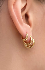 Isolde Gold Three Piece Huggie Earring Set