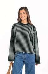 Lioness Bloom Forest Stripe Long Sleeve Top