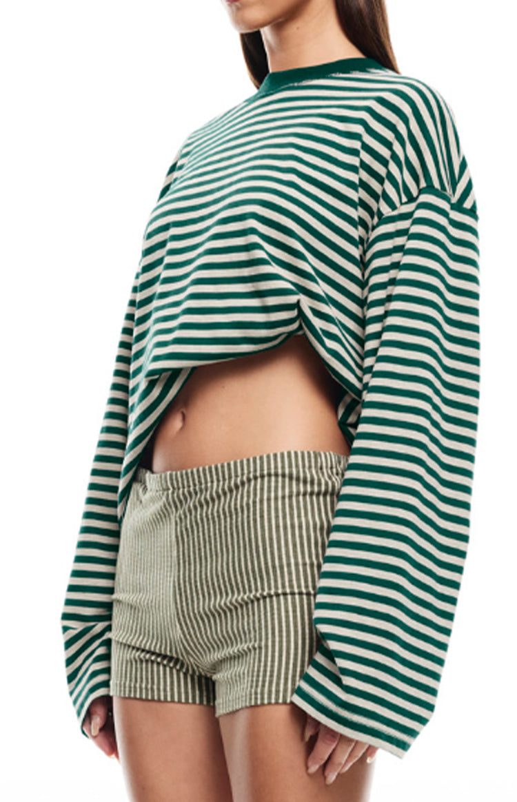 Lioness Bloom Moss Stripe Long Sleeve Top