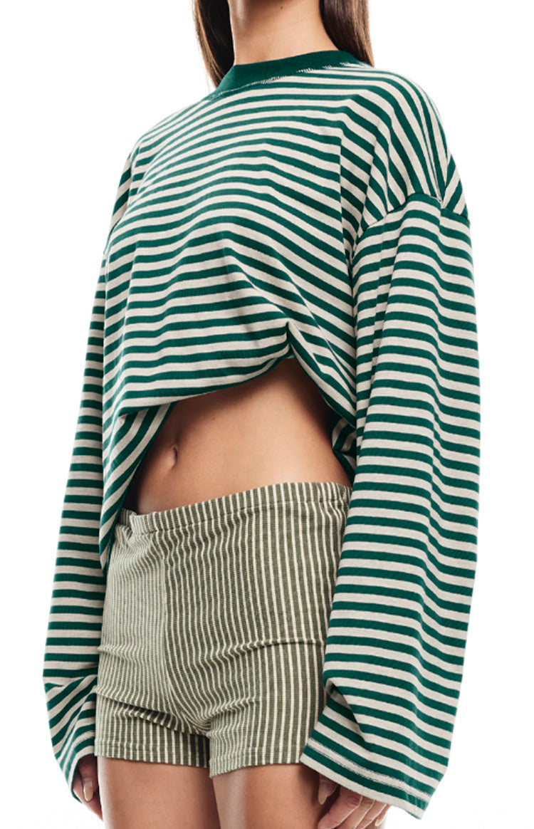 Lioness Bloom Moss Stripe Long Sleeve Top