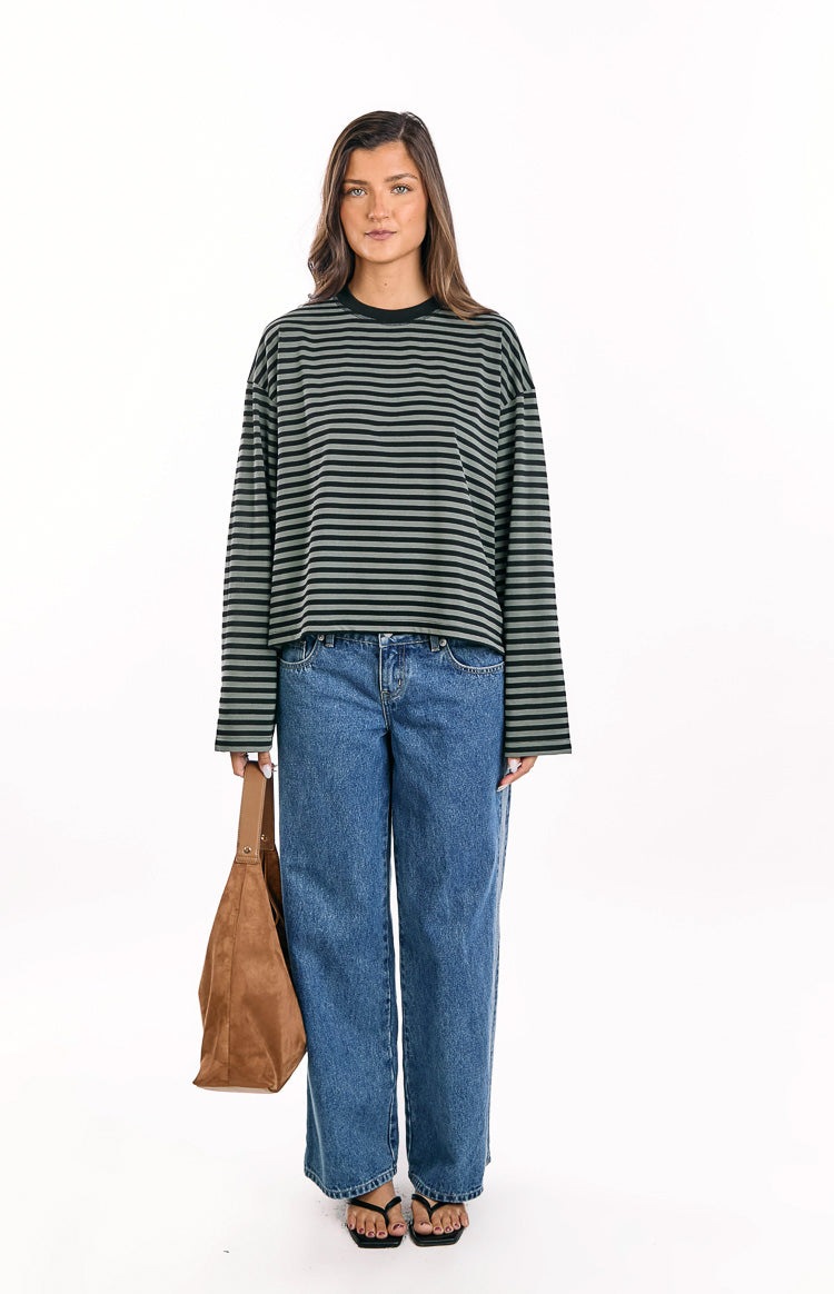 Lioness Bloom Forest Stripe Long Sleeve Top