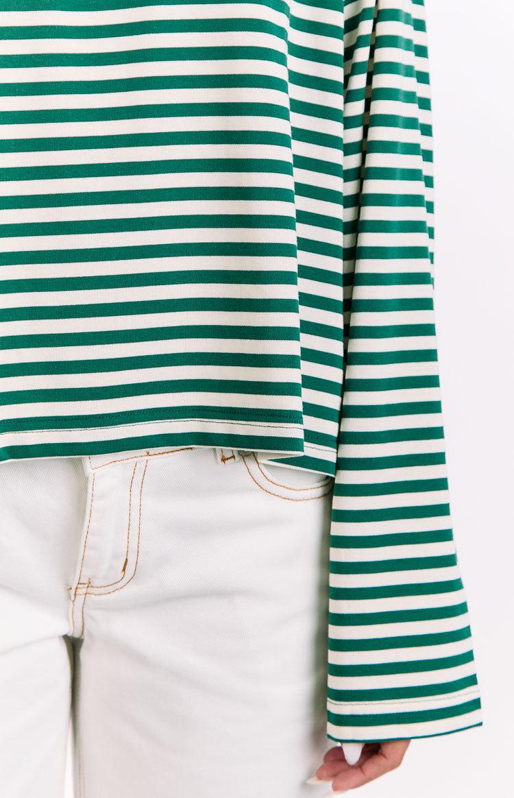 Lioness Bloom Moss Stripe Long Sleeve Top