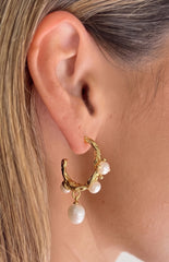 Opaline Elegance Gold Fresh Water Pearl Earrings