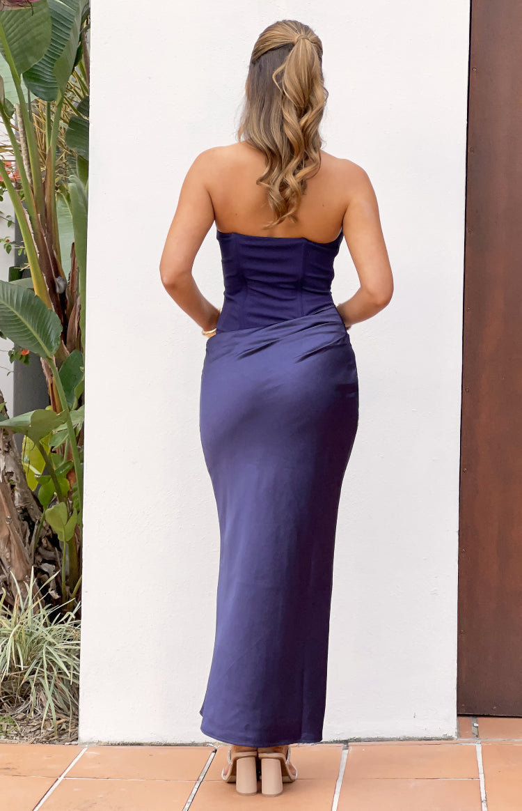 Payge Navy Satin Skirt Maxi Dress