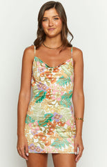 Seleni Tropical Print Mini Dress
