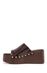 Therapy Imani Chocolate PU Croc Wedge