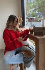Delvey Red Chunky Knit Sweater